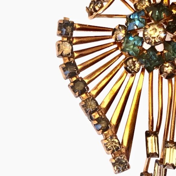 M&S Rhinestone Bow Brooch 1/20 12K Gold Filled Vintage Signed 1950s - Picture 14 of 16